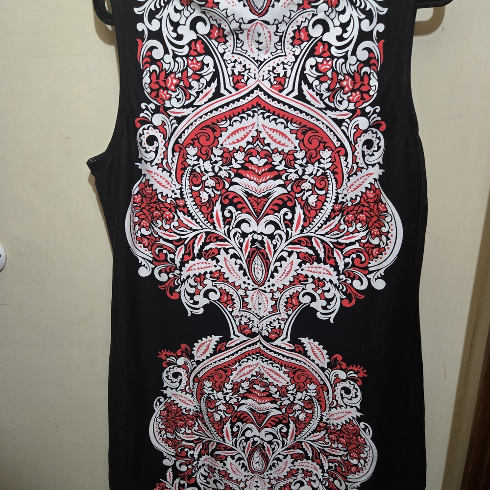 New York & Company Black and Red Asymmetrical Dress